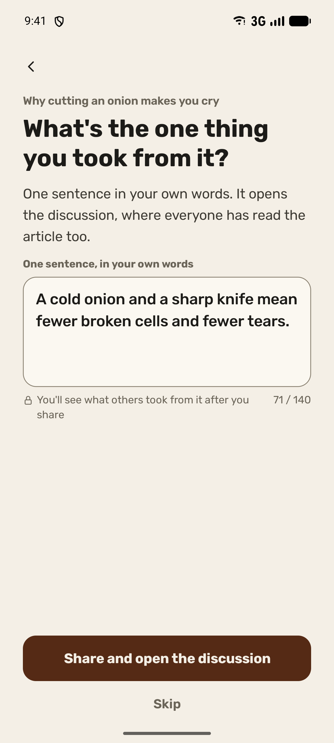 Writing an insight
